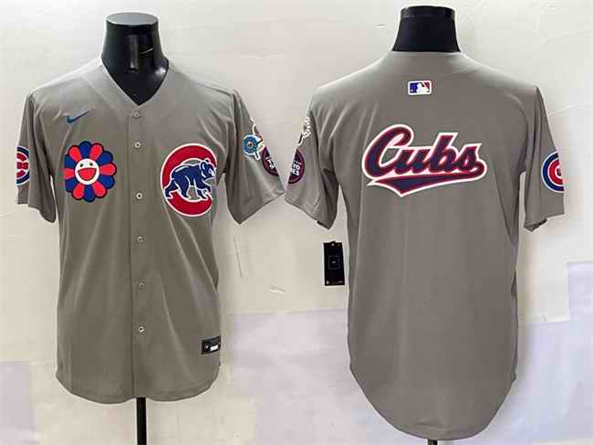 Men's Chicago Cubs Team Big Logo Gray 2025 Tokyo Series Limited Stitched Baseball Jersey