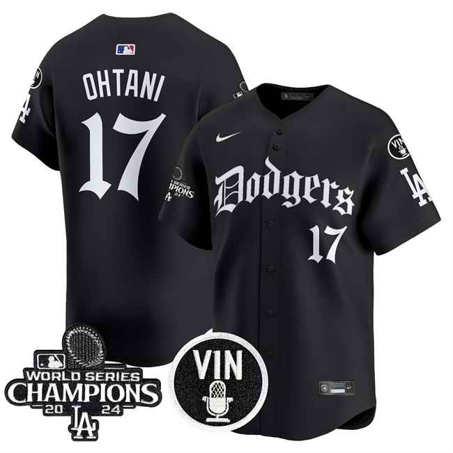 Men's Los Angeles Dodgers #17 Shohei Ohtani Black Mexico 2025 LA Gothic Style With Vin And 2024 World Series Champions Patch Vapor Premier Limited Stitched Baseball Jersey