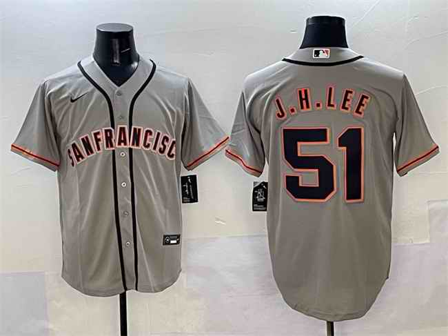 Men's San Francisco Giants #51 Jung Hoo Lee Grey Cool Base Stitched Baseball Jersey