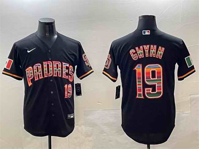Men's San Diego Padres #19 Tony Gwynn Black Mexico Cool Base Stitched Baseball Jersey