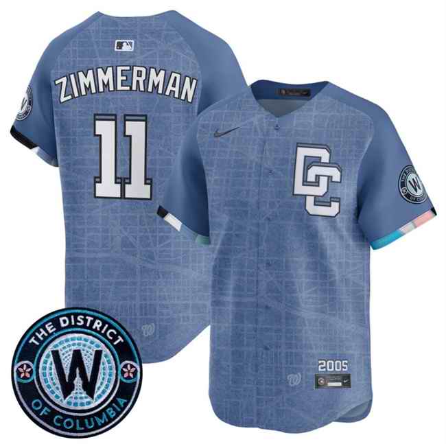 Men's Washington Nationals #11 Ryan Zimmerman Blue 2025 City Connect Limited Stitched Baseball Jersey