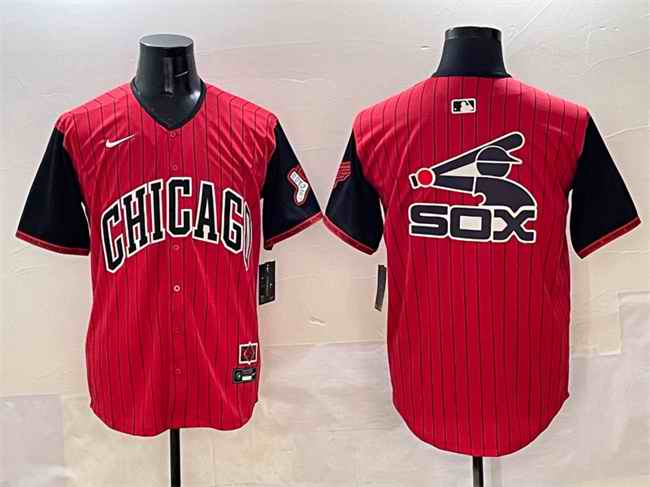 Men's Chicago White Sox Team Big Logo Red/Black 2025 City Connect Limited Stitched Baseball Jersey 002