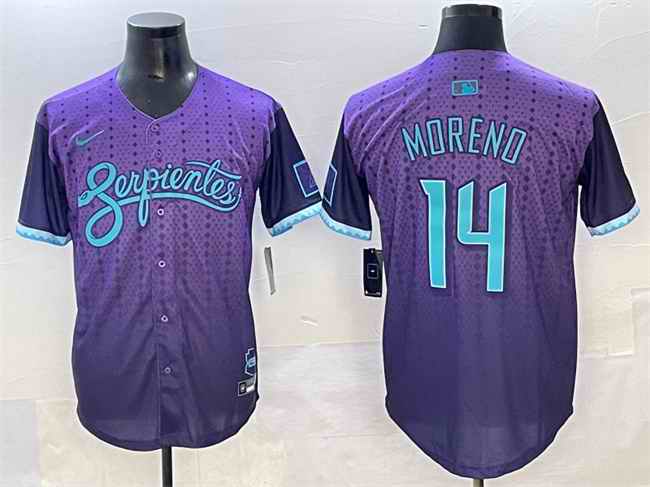 Men's Arizona Diamondbacks #14 Gabriel Moreno Purple 2025 City Connect Limited Stitched Baseball Jersey