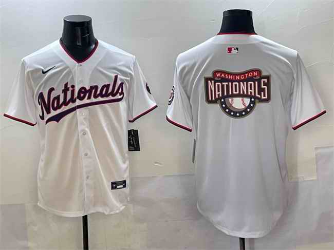 Men's Washington Nationals Team Big Logo White Limited Stitched Baseball Jersey