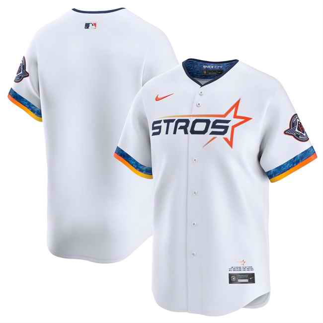Men's Houston Astros Blank White 2025 City Connect Limited Stitched Baseball Jersey
