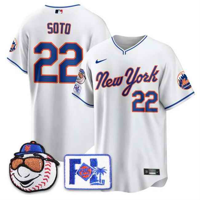 Men's New York Mets #22 Juan Soto White 2025 Spring Training Stitched Baseball Jersey