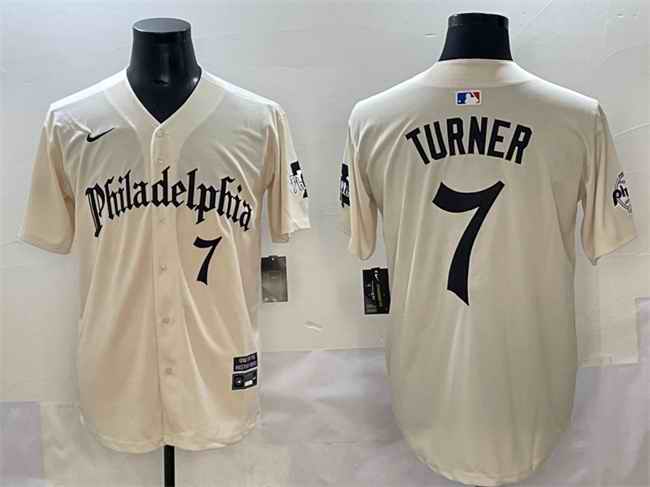 Men's Philadelphia Phillies #7 Trea Turner Cream Gothic Vapor Limited Stitched Jersey