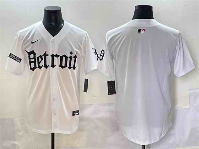 Men's Detroit Tigers Blank White 'Motor Gothic Edition' Vapor Premier Limited Stitched Baseball Jersey