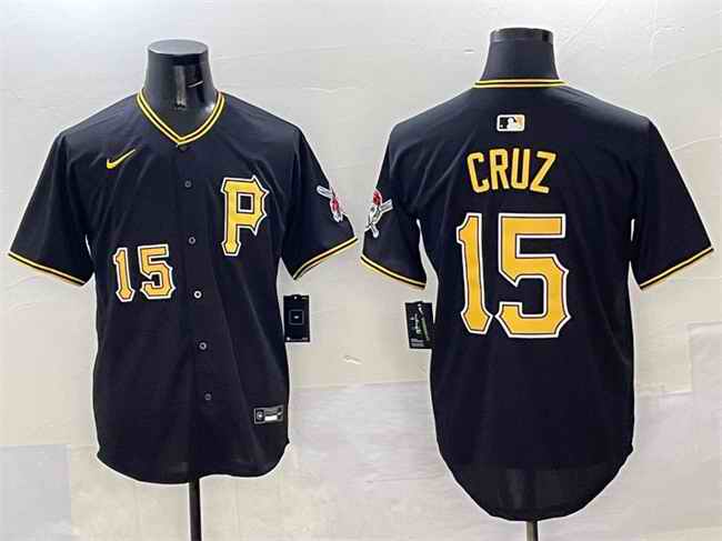 Men's Pittsburgh Pirates #15 Oneil Cruz Black 2025 Limited Stitched Baseball Jersey