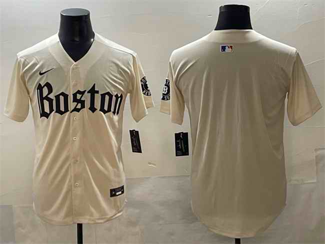 Men's Boston Red Sox Blank Cream Gothic Vapor Limited Stitched Baseball Jersey