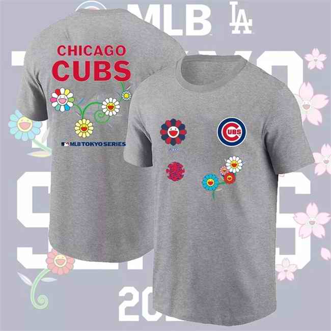 Men's Chicago Cubs Grey 2025 Tokyo Series T-Shirt