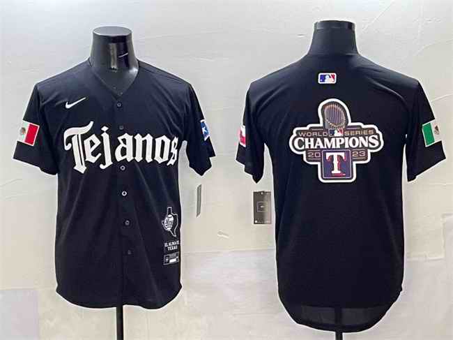 Men's Texas Rangers Team Big Logo Black Mexico 2025 Vapor Premier Limited Stitched Baseball Jersey