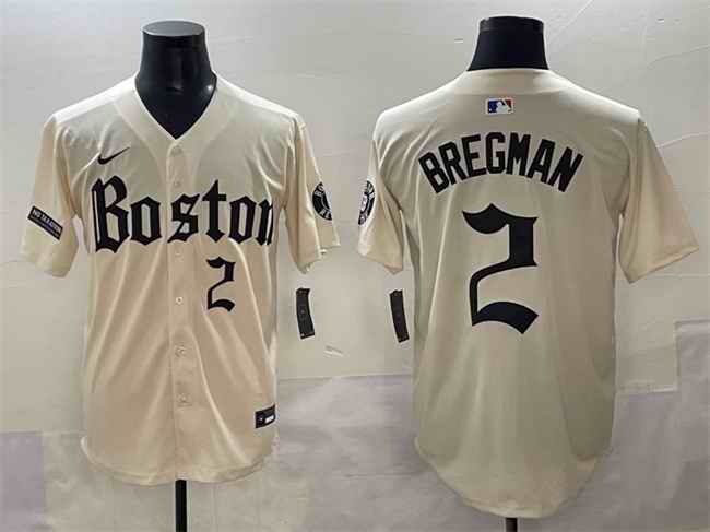 Men's Boston Red Sox #2 Alex Bregman Cream Gothic Vapor Limited Stitched Baseball Jersey