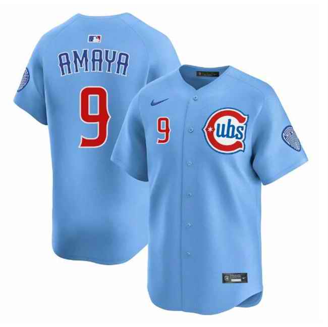 Men's Chicago Cubs #9 Miguel Amaya Blue 2024/25 2nd Alternate Limited Stitched Baseball Jersey
