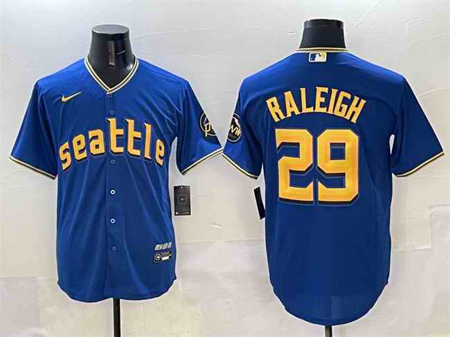 Men's Seattle Mariners #29 Cal Raleigh Royal City Connect Cool Base Stitched Baseball Jersey