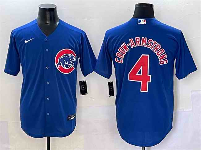 Men's Chicago Cubs #4 Pete Crow-Armstrong Royal Cool Base Stitched Baseball Jersey