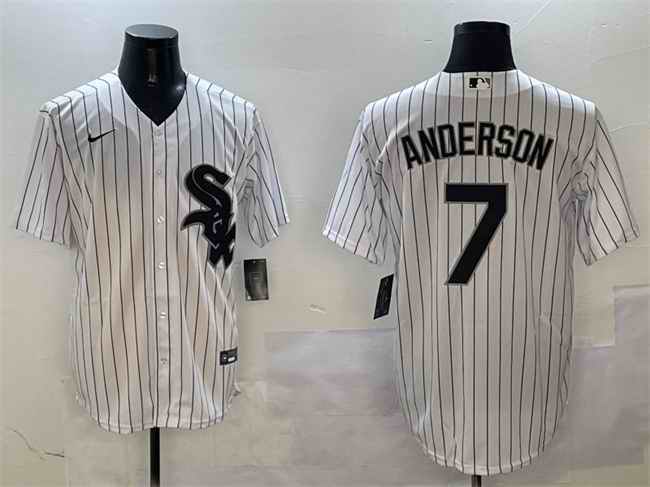 Men's Chicago White Sox #7 Tim Anderson White Cool Base Stitched Baseball Jersey