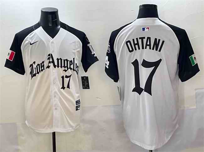 Men's Los Angeles Dodgers #17 Shohei Ohtani White/Black Mexico 2025 LA Gothic Style With Fernando Patch Vapor Premier Limited Stitched Baseball Jersey