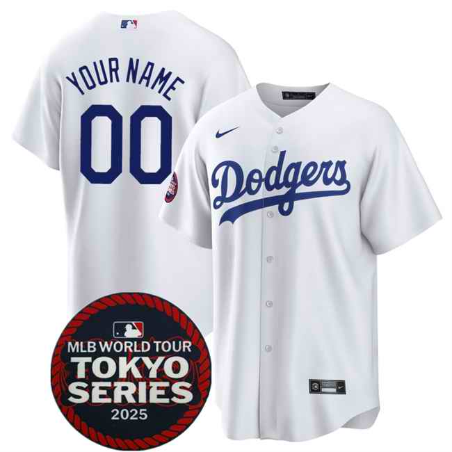 Men's Los Angeles Dodgers Active Player Custom White 2025 World Tour: Tokyo Series Home Stitched Baseball Jersey
