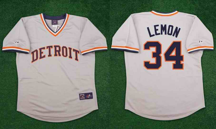 Men's Detroit Tigers #34 Chet Lemon Grey Road Throwback Stitched Baseball Jersey