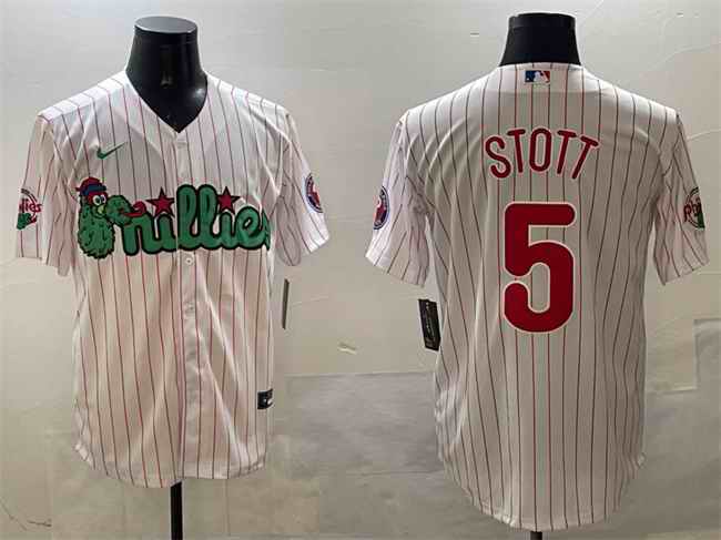 Men's Philadelphia Phillies #5 Bryson Stott White Phanatic Cool Base Stitched Jersey