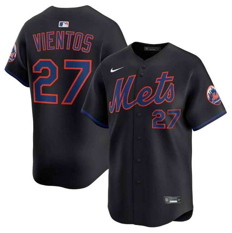 Men's New York Mets #27 Mark Vientos Black Alternate Limited Stitched Baseball Jersey