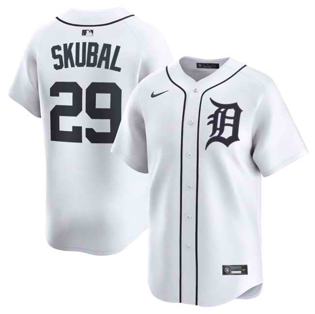 Men's Detroit Tigers #29 Tarik Skubal White 2024 Home Limited Stitched Baseball Jersey