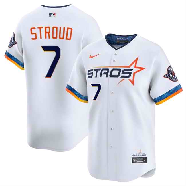 Men's Houston Astros #7 C.J. Stroud White 2025 City Connect Limited Stitched Baseball Jersey