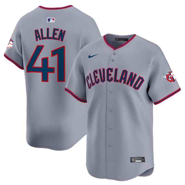 Men's Cleveland Guardians #41 Carlos Santana Grey 2025 Alternate Limited Stitched Baseball Jersey