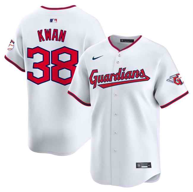 Men's Cleveland Guardians #38 Steven Kwan White Home Limited Stitched Baseball Jersey