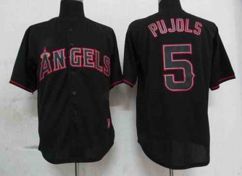 Angels of Anaheim #5 Albert Pujols Black Fashion Stitched Jersey