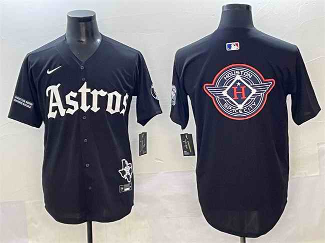 Men's Houston Astros Team Big Logo Black Gothic 'Houston Born Barrio Raised' Limited Stitched Baseball Jersey