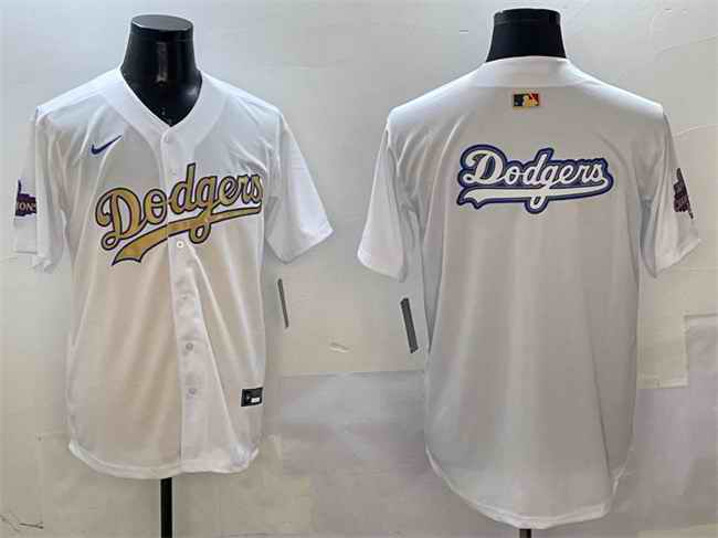 Men's Los Angeles Dodgers Team Big Logo White 2025 Gold Collection Limited Stitched Baseball Jersey 002