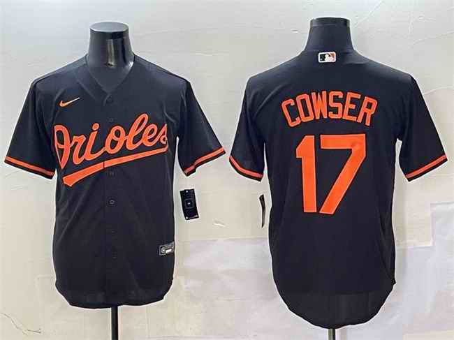 Men's Baltimore Orioles #17 Colton Cowser Black Cool Base Stitched Jersey