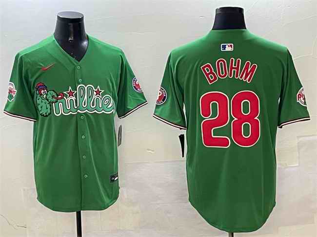 Men's Philadelphia Phillies #28 Alec Bohm Green Phanatic Limited Stitched Jersey