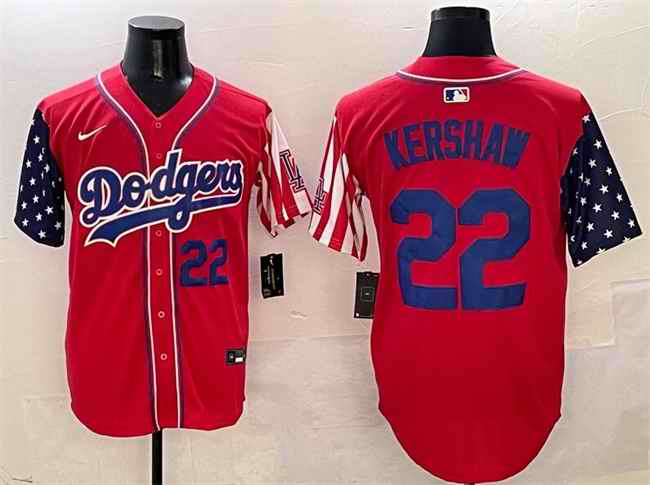 Men's Los Angeles Dodgers #22 Clayton Kershaw Red American Style Limited Stitched Baseball Jersey