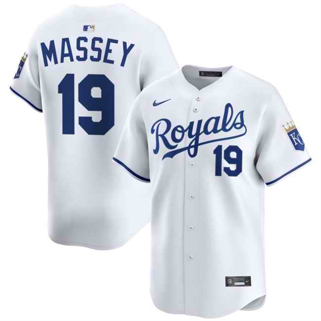 Men's Kansas City Royals #19 Michael Massey White 2024 Home Limited Stitched Baseball Jersey