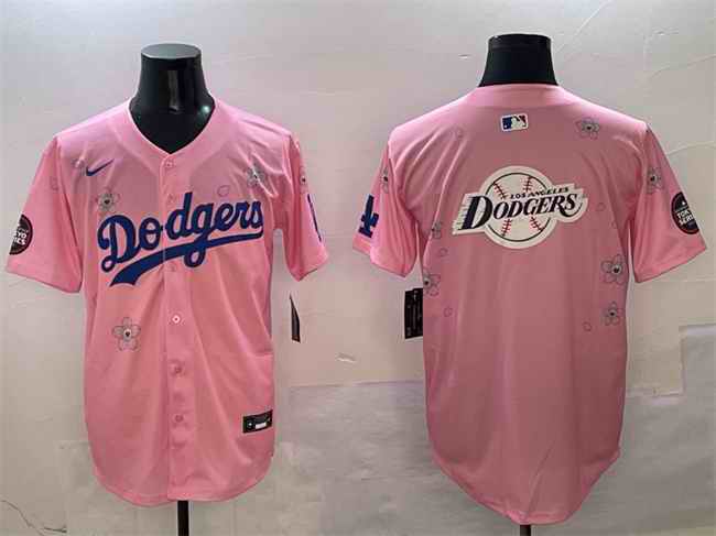Men's Los Angeles Dodgers Team Big Logo Pink 2025 Tokyo Series Limited Stitched Baseball Jersey