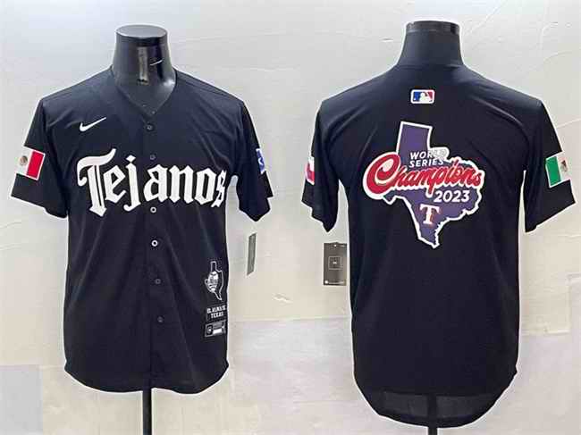 Men's Texas Rangers Team Big Logo Black Mexico 2025 Vapor Premier Limited Stitched Baseball Jersey