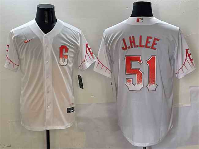 Men's San Francisco Giants #51 Jung Hoo Lee White City Connect Cool Base Stitched Baseball Jersey