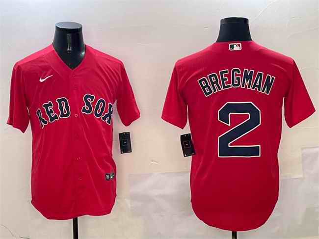Men's Boston Red Sox #2 Alex Bregman Red Cool Base Stitched Baseball Jersey