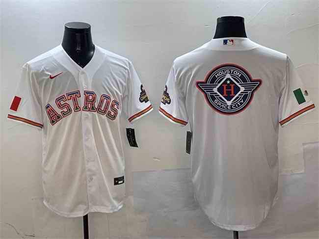 Men's Houston Astros Team Big Logo White Mexico Cool Base Stitched Baseball Jersey