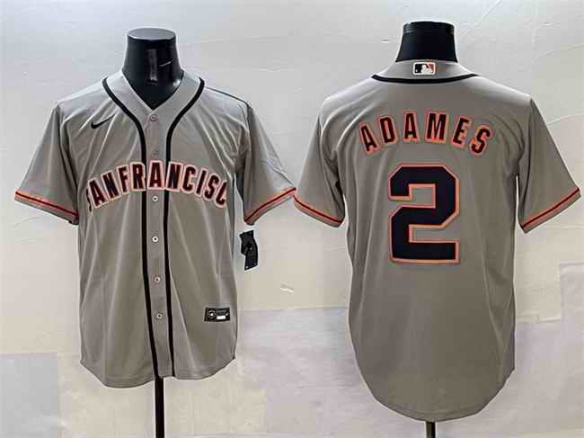Men's San Francisco Giants #2 Willy Adames Grey Cool Base Stitched Baseball Jersey
