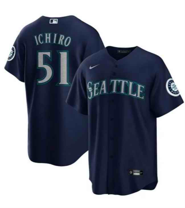 Men's Seattle Mariners #51 Ichiro Suzuki Navy Cool Base Stitched Baseball Jersey