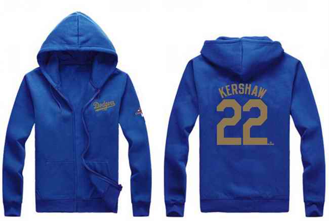 Men's Los Angeles Dodgers #22 Clayton Kershaw Royal Gold 2024 World Series Champions Full-Zip Hoodie