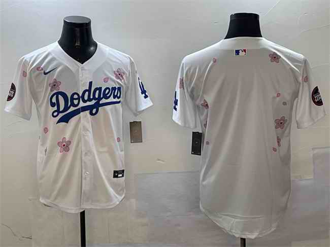 Men's Los Angeles Dodgers Blank White 2025 Tokyo Series Limited Stitched Baseball Jersey
