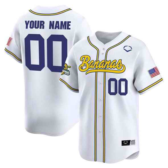 Men's Savannah Bananas Active Player Custom White Vapor Limited Stitched Baseball Jersey