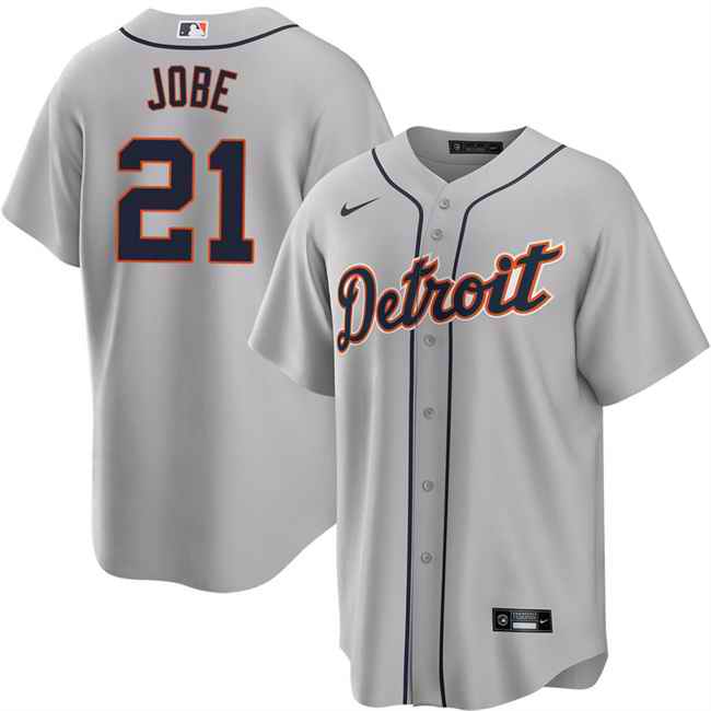 Men's Detroit Tigers #21 Jackson Jobe Grey Cool Base Stitched Baseball Jersey