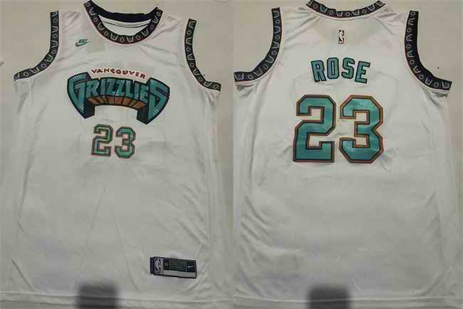 Men's Memphis Grizzlies #23 Derrick Rose White Stitched Basketball Jersey