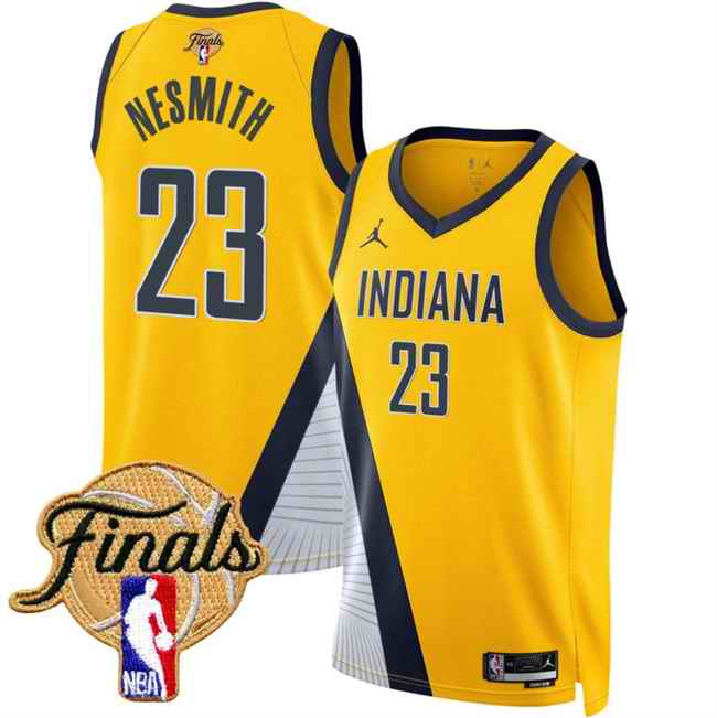 Men's Indiana Pacers #23 Aaron Nesmith Yellow 2025 Finals Statement Edition Stitched Basketball Jersey